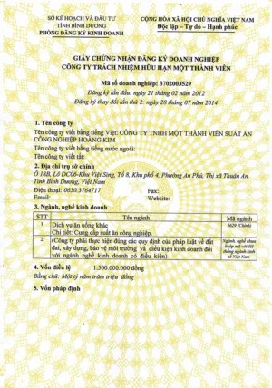 Suất Ăn Công Nghiệp Hoàng Kim – Công Ty TNHH Một Thành Viên Suất Ăn Công Nghiệp Hoàng Kim